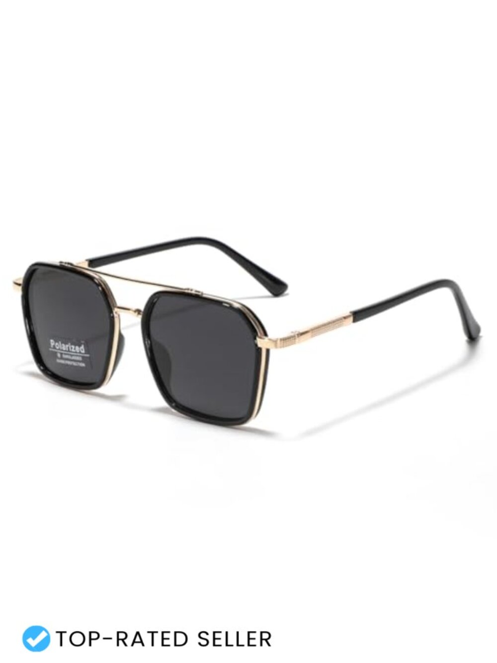 Unisex Polarized Square Sunglasses TR90 Frame Double Bridge TAC Lens UV